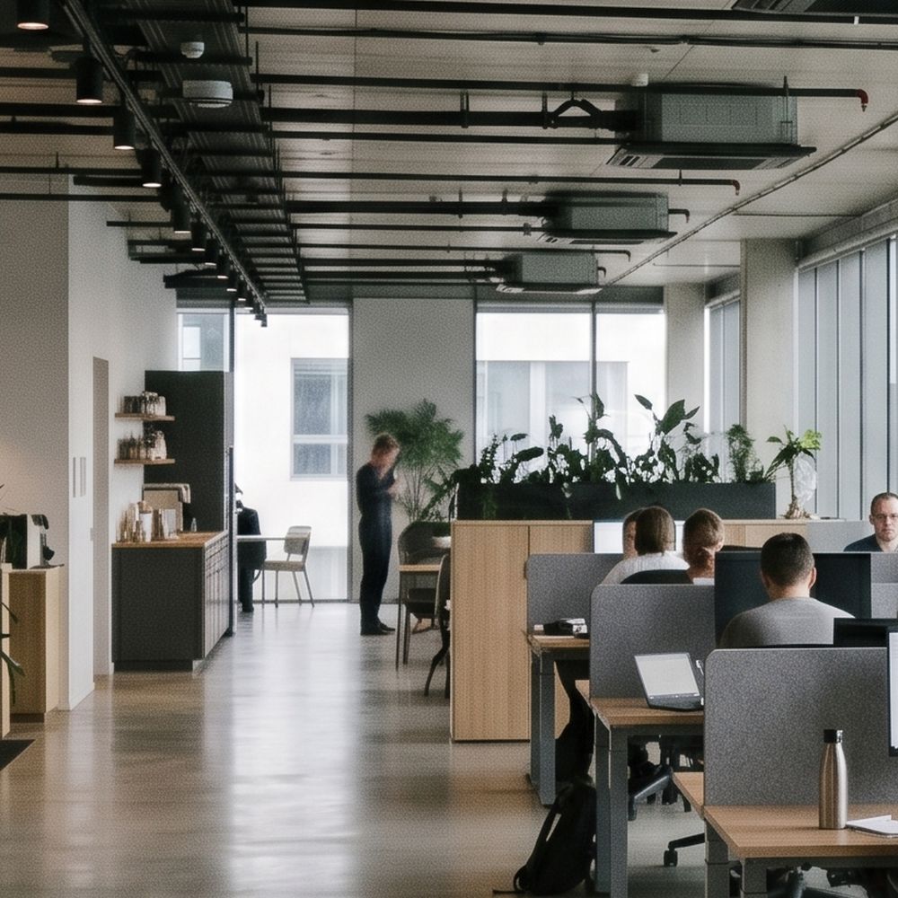 Occupied commercial floor, exposed services and daylight